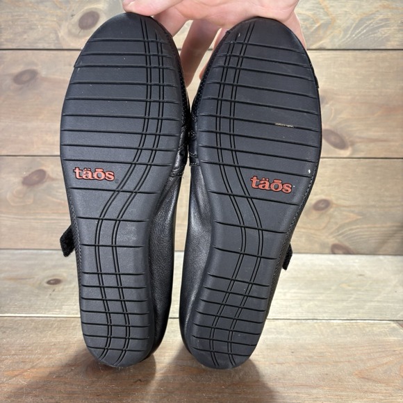 taos scamp womens size 10 shoes black leather slip on comfort work casual flats - Picture 6 of 9
